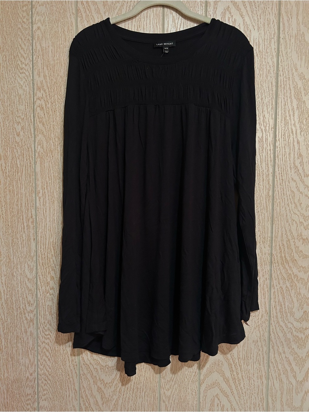 Lands' End Black Smocked Yoke Tunic Top
